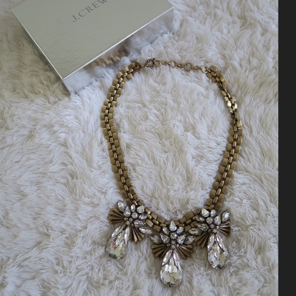 J.Crew Swarovski Crystal gold statement necklace